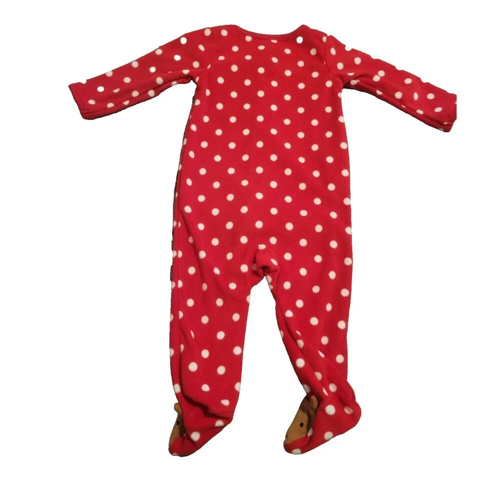 Carter's Just One You Red Sweater Dress & Polka Dot Reindeer Footed Pajamas 9M